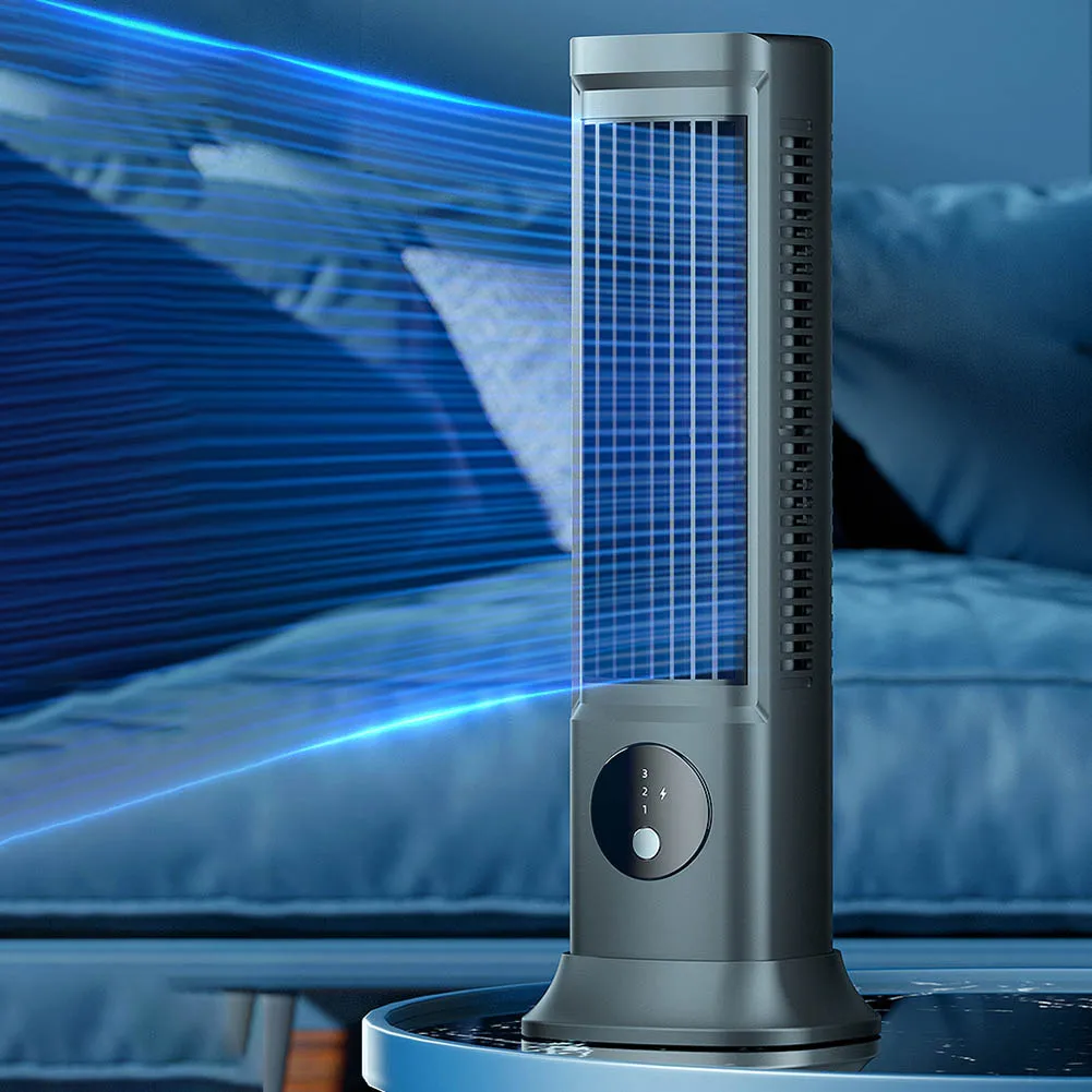 Description Picture 4 of itemDesk Tower Fan Tabletop Air Conditioner Fan USB Rechargeable 3 Speeds Quiet Bladeless Fan Electric Air Cooler Circulating Fan