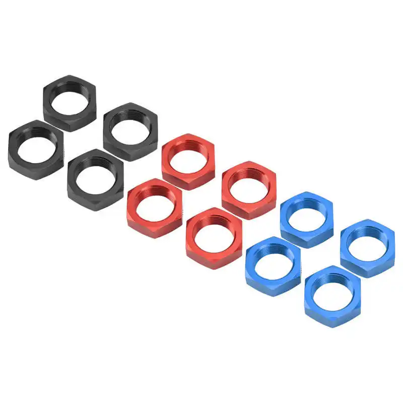 Lot de 4 écrous de moyeu hexagonal 24mm pour voiture RC ARRMA 1/5, alignés sur une surface.