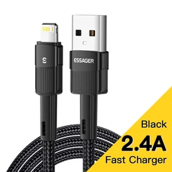 3M Essager Fast Charging USB Cable for iPhone - 2.4A Charger Cord (Black A - L)
