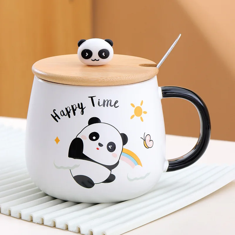 Cute Ceramic Coffee Mug Tea Cup Hidden 3D Cow With Spoon Lid Stuff Funny  Cool Christmas