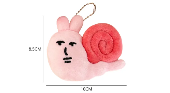 2 Stück knifflige Katze rosa Kaninchen Schnecke Puppe Anhänger kreative Plüsch Puppe Schlüsselanhänger Anhänger Paar Geschenk – Detail 1