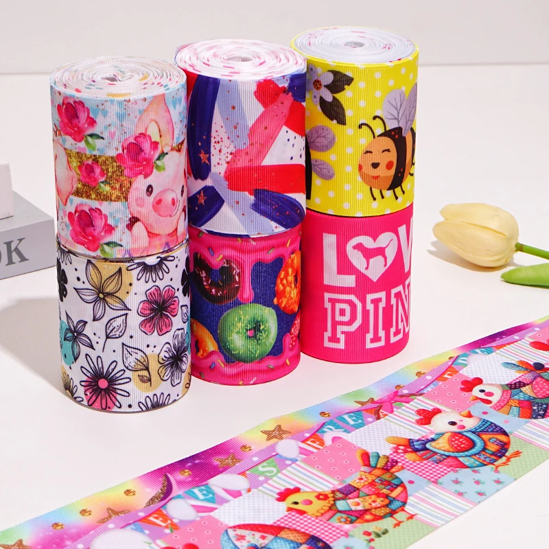 Ribbons 50 yards Printed Grosgrain Satin for Satin Ribbons