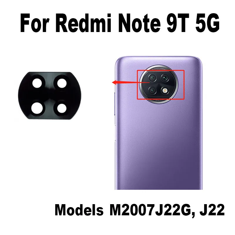 

1PCS Original New For Xiaomi Redmi Note 9T 5G Back Camera Glass Rear Lens With Glue Sticker Adhesive