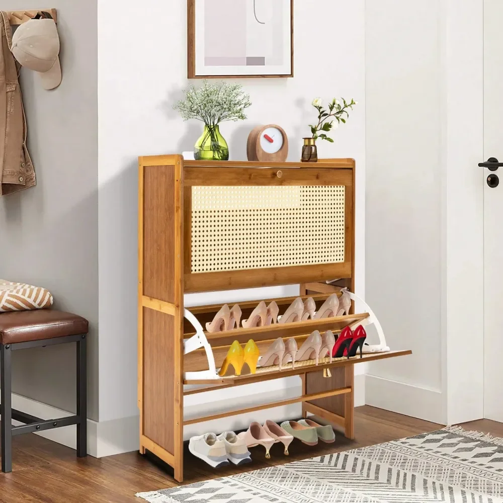 Handgefertigter Schuhschrank Mit Rattan-klappfächern Für Flur_voghion.com