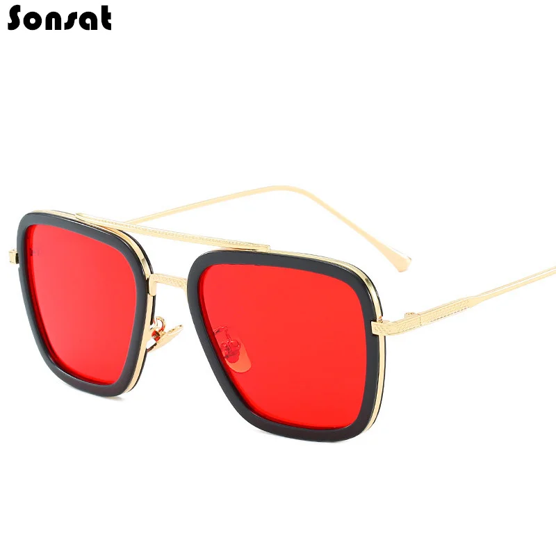 Luxury Fashion Tony Stark Style For Women Sunglasses Men Square Brand Design Sun Glasses Oculos Retro Male Iron Man oculos de