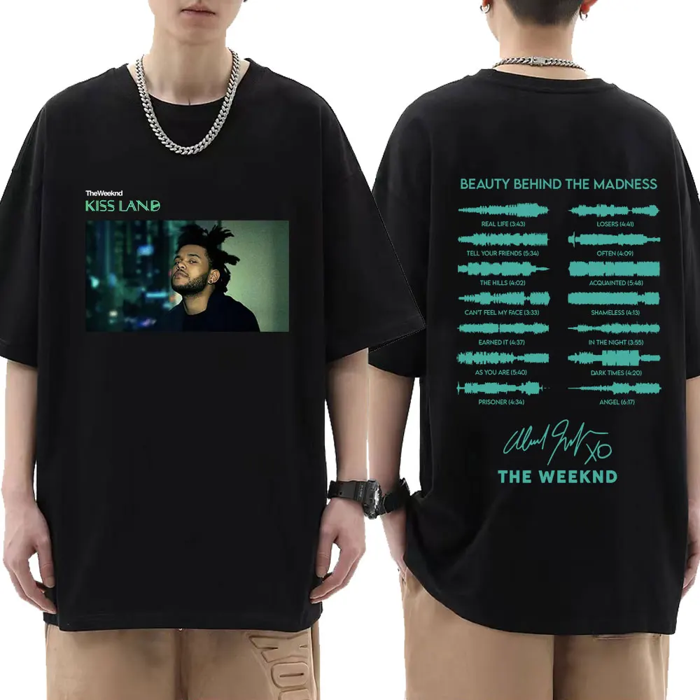 The Weekend Kiss Land 앨범 커버 그래픽 티셔츠, 남성 패션, 빈티지 반팔 티셔츠, 여성 힙합 오버사이즈 티셔츠 Best5 The Weekend Kiss Land 앨범 커버 그래픽 티셔츠, 남성 패션, 빈티지 반팔 티셔츠, 여성 힙합 오버사이즈 티셔츠 Best5