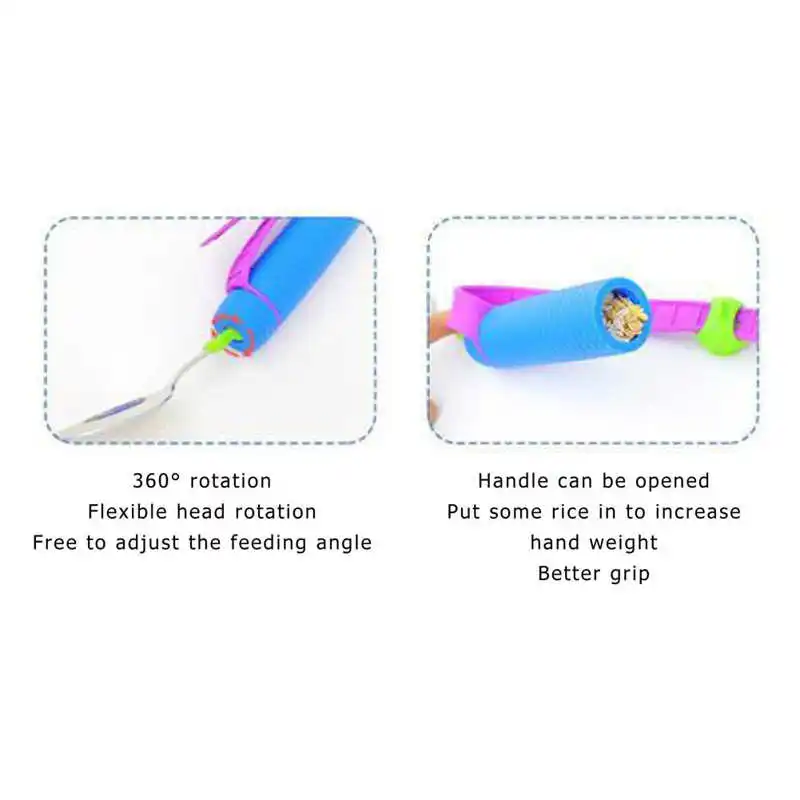Stainless Steel Adaptive Utensil Rotatable Adjustable Weighted Parkinsons Utensil Eating Aid Fork/Spoon Tableware for Elderly 5