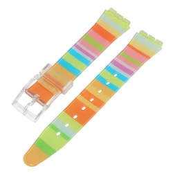 Colorful Waterproof Silicone Watch Strap - Soft PVC Replacement Band - 16mm (Rainbow)