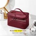 Single layer mesh cosmetic bag-burgundy