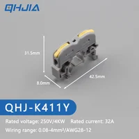 ขั้วต่อสายไฟ ขั้วต่อสายไฟ Din Rail Type Fast Universal Compact Conductor ขั้วต่อสายไฟ LED Push-in Butt Terminal Block 3