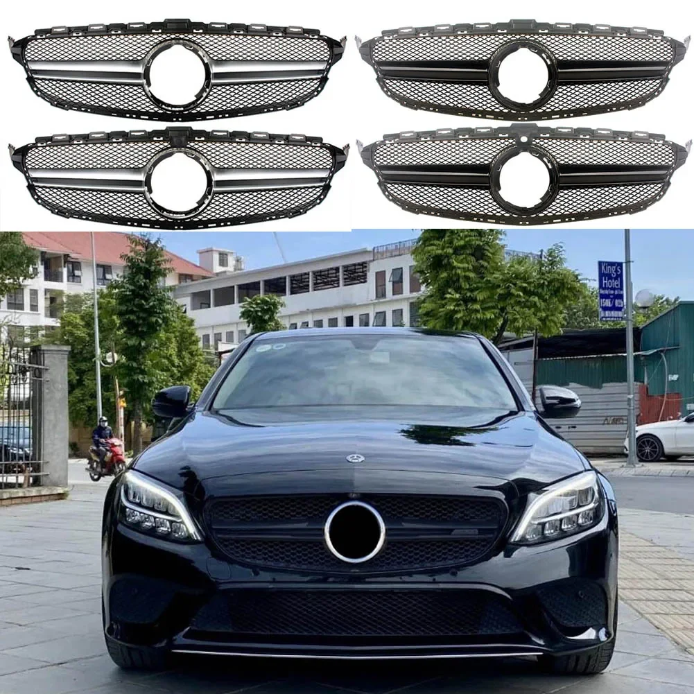 

Front Racing facelift Bumper Grilles For Mercedes Benz C class C200 C250 C300 W205 2019 2020 2021 Upgrade to C43 AMG