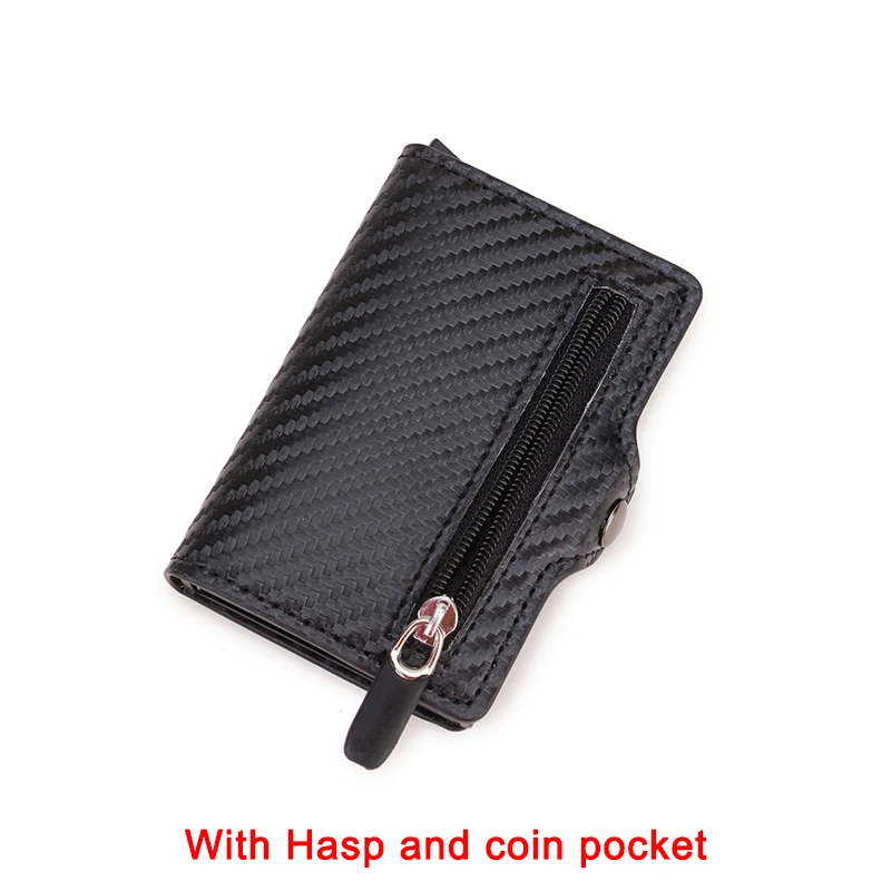 Carbon Fiber RFID Blocking Leather Wallet - Mens Credit Card Holder Case