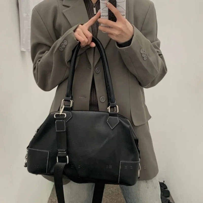 

Retro Pu Leather Handbags Casual All Match Brief Big Capacity Underarm Bag Korean Trendy Shoulder Bags Women