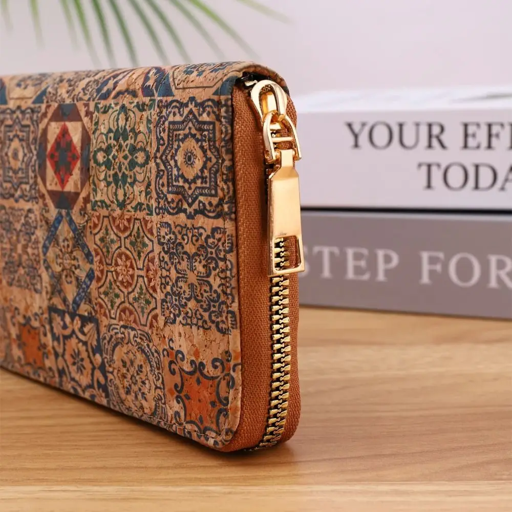 Bohemian Style Women's Wallet Retro Advanced Wallet with Wood Grain Portable Geometry Multiple Card Slots Card Holder Coin Purse 4