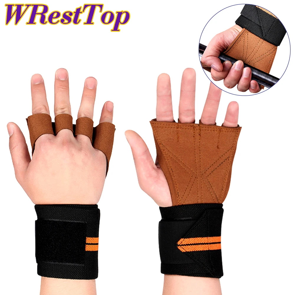1Pair Gym Fitness Weight Lifting Gloves with Elastic Ventilated Wrist Wrap Support for Men Women Cross Training Bodybuilding