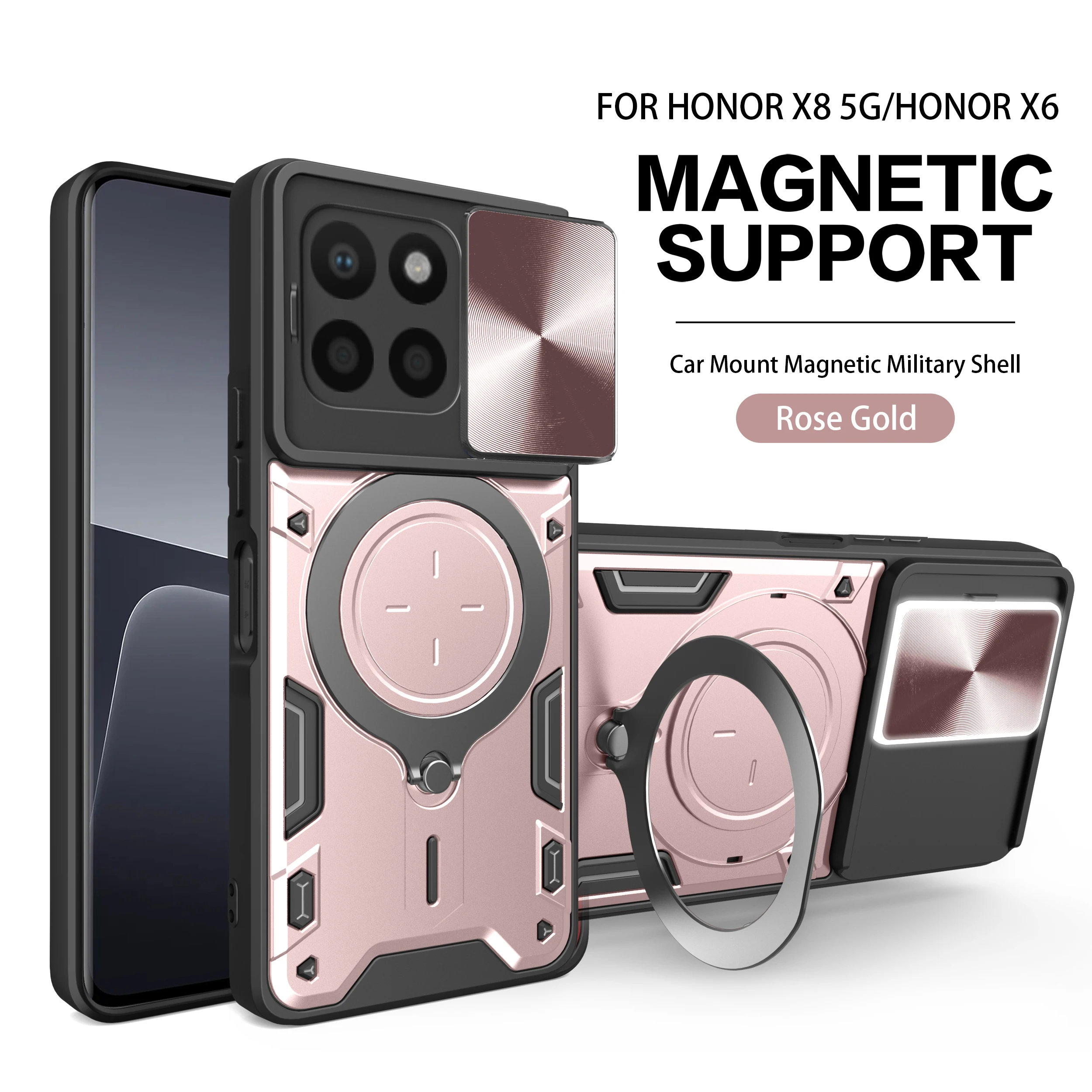 Magnetic Ring Bracket Hard Plastic Phone Case Shell