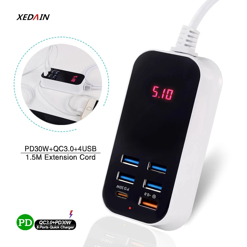 Multiple 6 Port Usb Travel Wall Charger Power Adapter Fast Charging Station  Plug