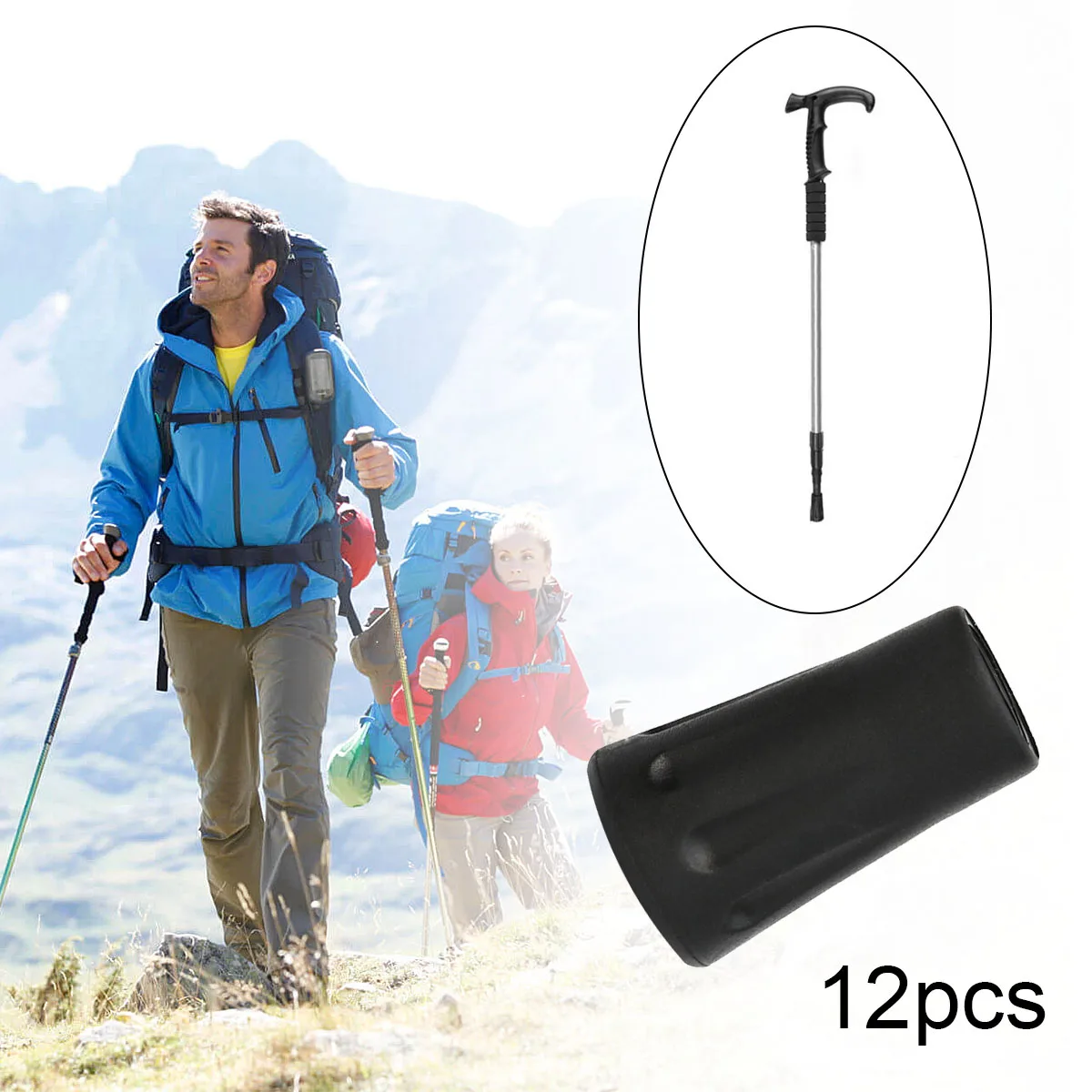

12Pcs Reinforced Rubber Tip End Cap Outdoor Cover Trekking Pole Protective Hiking Walking Stick Accessories