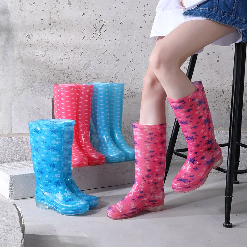 Botas de lluvia con Floral para mujer, zapatos impermeables de para jardín y trabajo - AliExpress