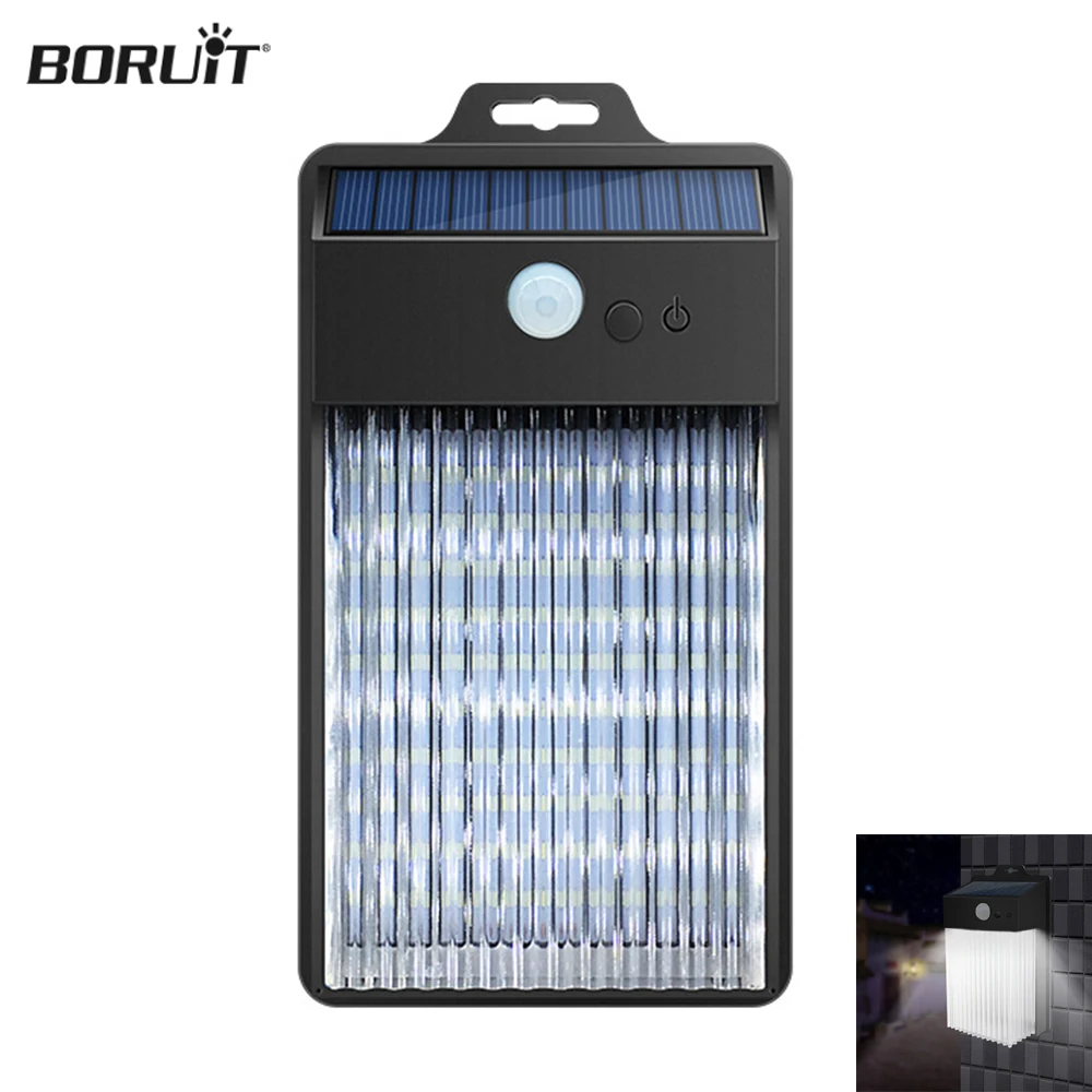 

BORUiT Smart LED Solar Lamp Smart Motion Sensor Wall Light 50*LED Porch Garden Lighting Outdoor IP65 Waterproof Yard Lantern