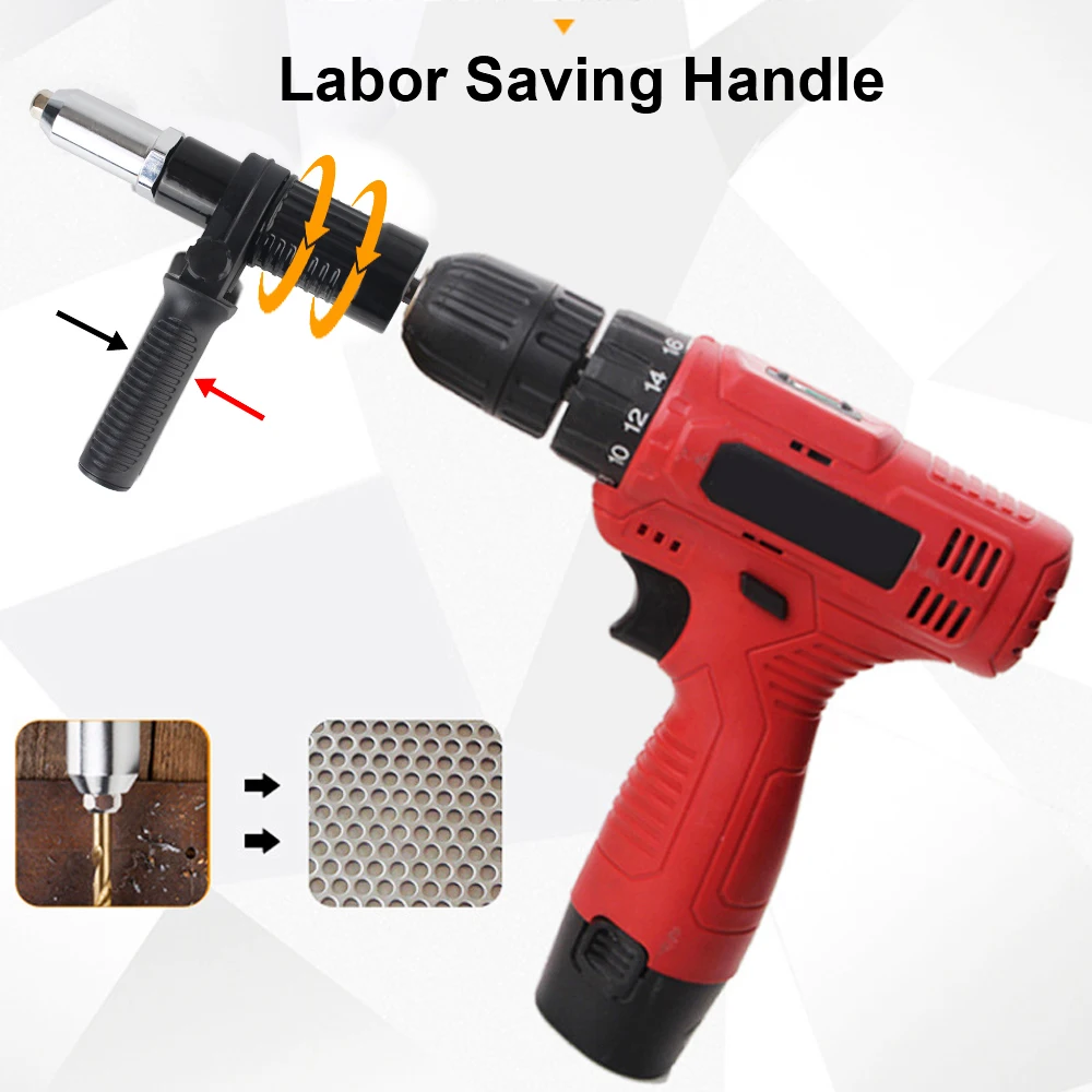 Electric Rivet Nut GunRiveting Nut Gun Adapter 2.4mm-4.8mm With Replaceable Bit Nail Set 3pcs/set