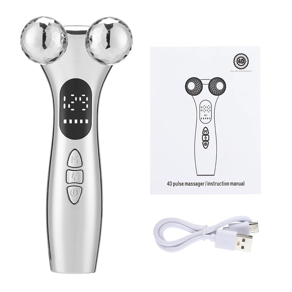 Electric Micro-Current Facial Beauty Instrument — LED Display Face Lift Roller & Massager