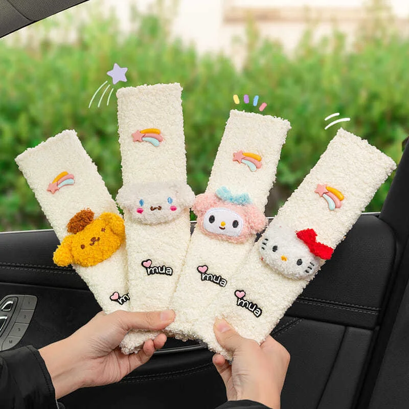 

Kawaii Sanriod Plush Car Seat Belt Shoulder Protector Cute HelloKitty My Melody Cinnamoroll Car Accessories Children's Toys