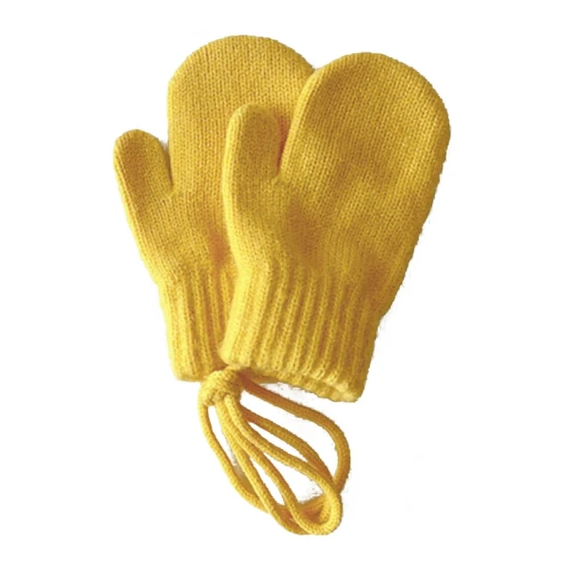 Trendy Children Full Finger Gloves Warm Baby Knitted Mittens Toddler Outdoor Gloves with Neck Chain for 1-4 Years Old 066B 2