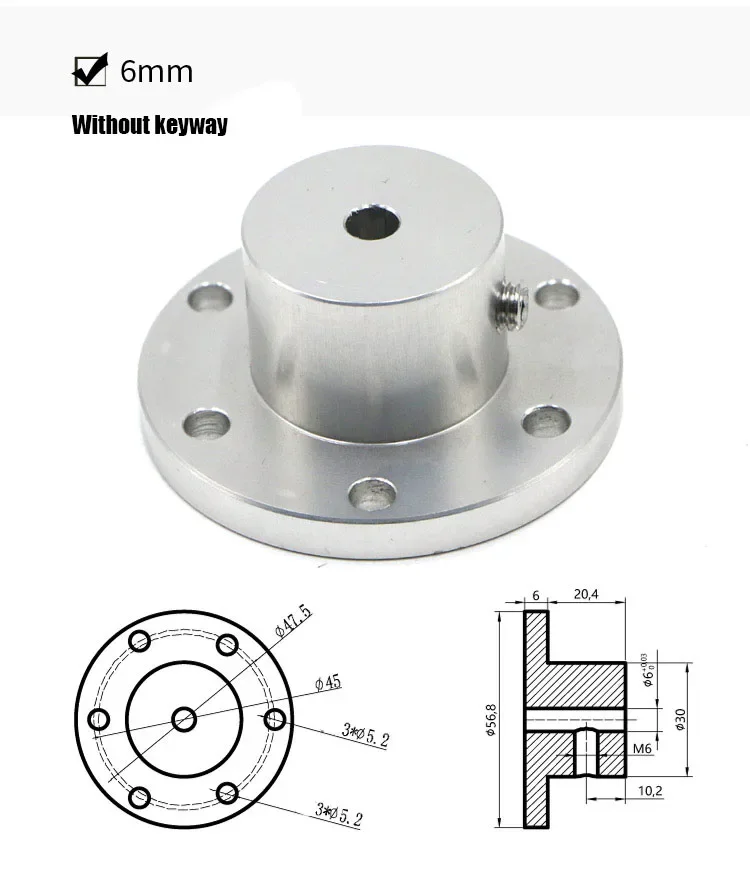 Description Picture 4 of itemFlange Coupling High-strength aluminum alloy Omni wheel diameter 5 6 8 10mm 12 14 15 16 18 mm keyway coupling