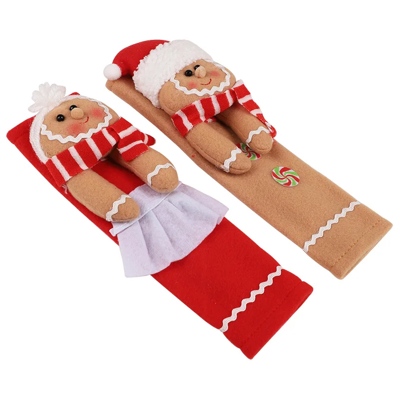 2pcs/set Christmas Refrigerator Door Handle Covers Gingerbread Man Home Kitchen Decoration New Year Holiday Supplies Xmas Gifts