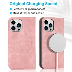 Vintage Leather Magnetic Wallet Flip Case with Card Pocket and Stand - iPhone 13 Mini (Pink)
