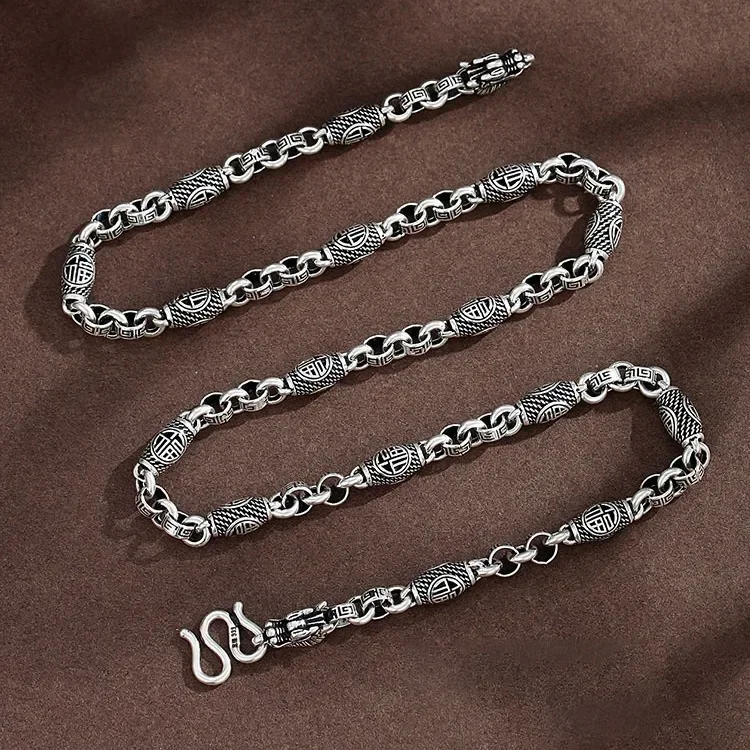 CHUANGCHENG Fashion Retro Personalized New Sweater Chain Men's Necklace Sterling Silver Aggressive Hip Hop Chain