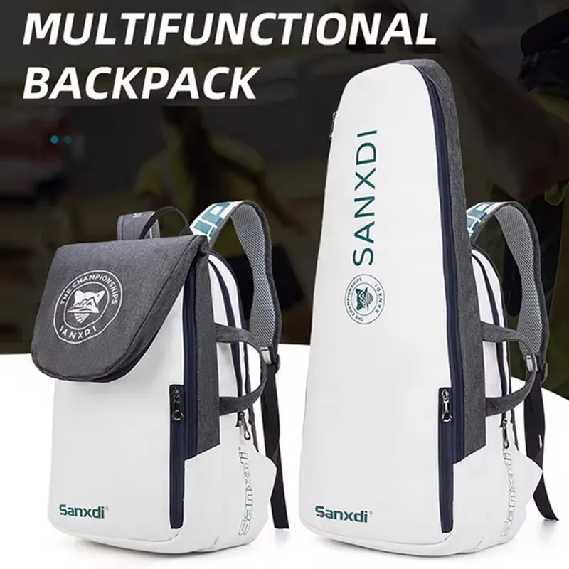 Multifunctional Foldable Tennis Racket Backpack Squash Badminton Racket Carry Tote Bag Men's Women's Large Capacity Sports Bag
