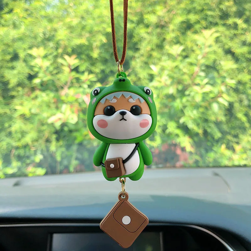 Anime Car Interior Decoration Cute Cartoon Shiba Inu Auto Rearview Mirror Pendant Decoration For Car Gift