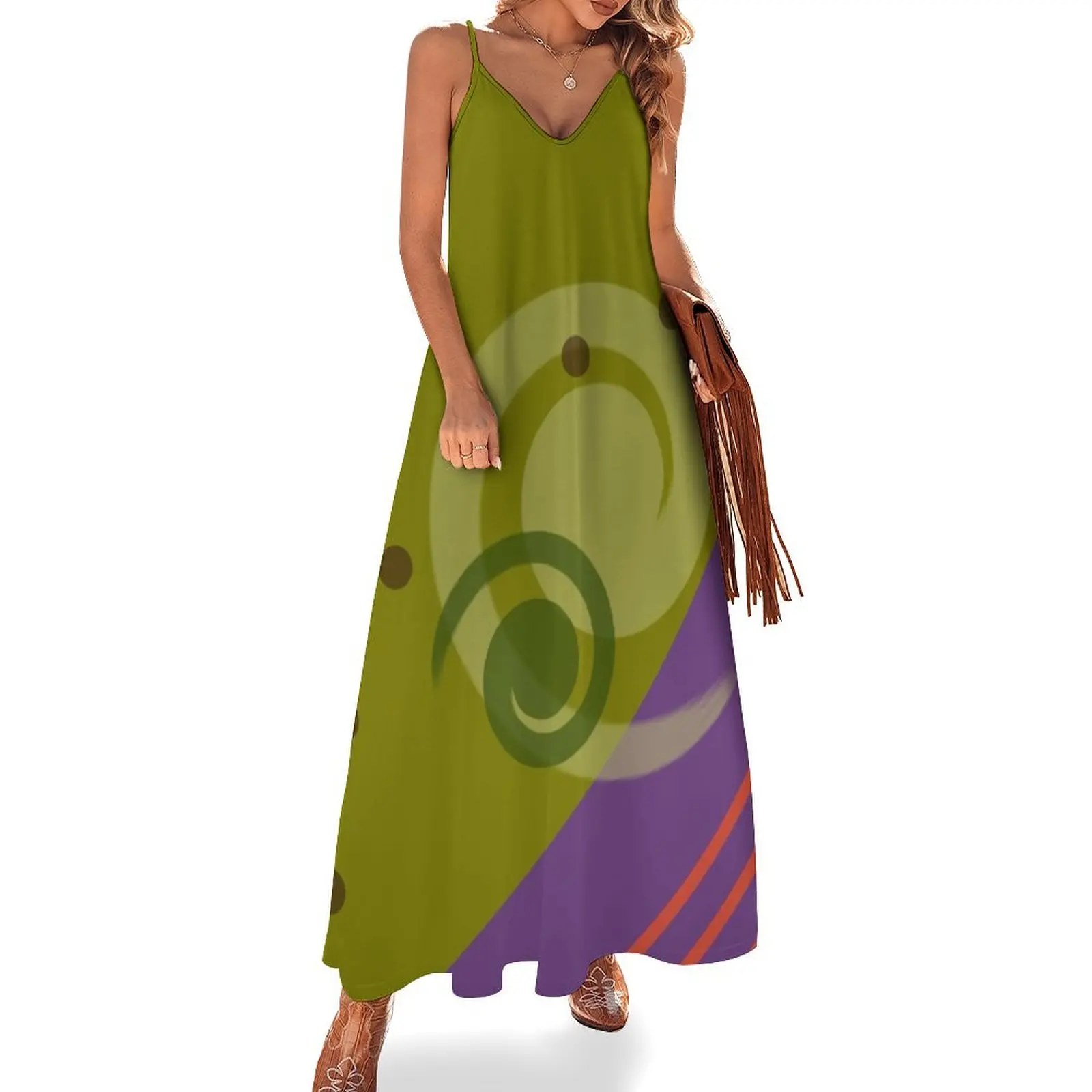 

Retro Green Sleeveless Dress dresses for women Women's long dress