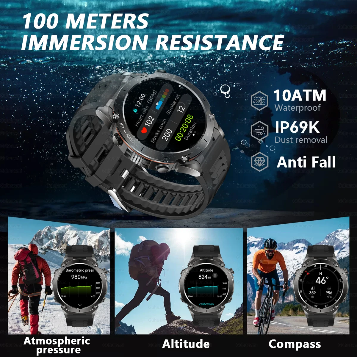 New T-Rex 3 Ultra GPS Outdoor Sport Smartwatch Men AMOLED Display Altimeter 730mAh Bluetooth Call 10ATM Waterproof Smart Watch