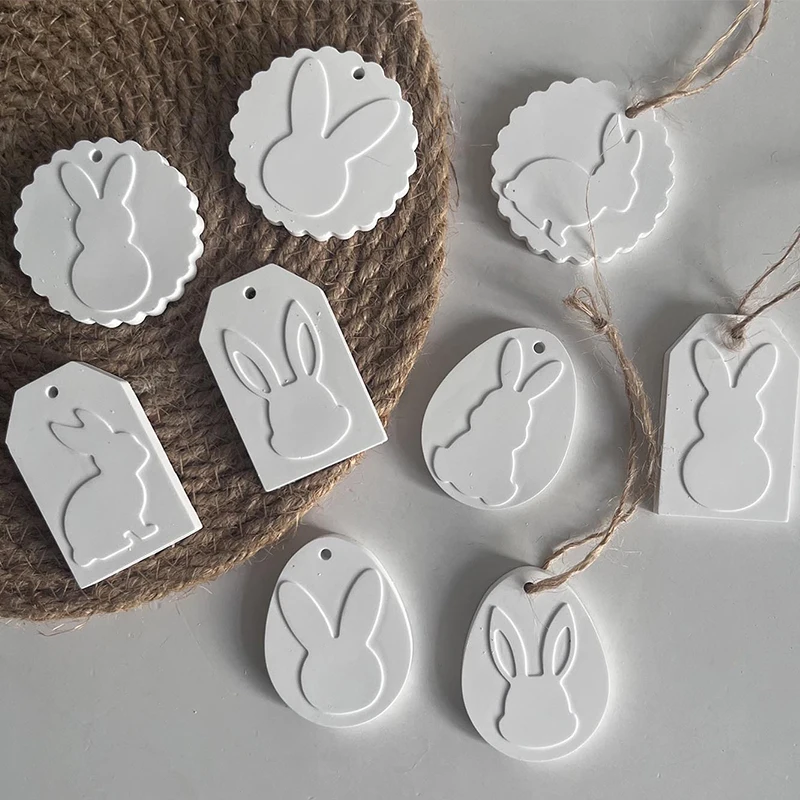 Easter Bunny Pendant Silicone Mold DIY Epoxy Resin Plaster Concrete Drip Glue Mold Easter Decoration Egg Bunny Making Mold silicone mold