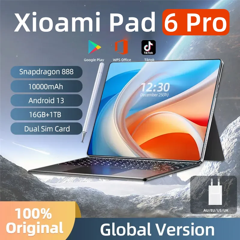 

2024 Global Version Original Tablets PC Pad 6 Pro Snapdragon 888 Android 13 10000mAh RAM 16GB+ROM 1TB 5G HD 4K Screen WIFI MiTab