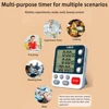 3 Channels Kitchen Timer 100 Hours Countdown Timer For Shower Study Stopwatch 3-Alarms Reminder Clock with Bracket/Magnet/Hole 6