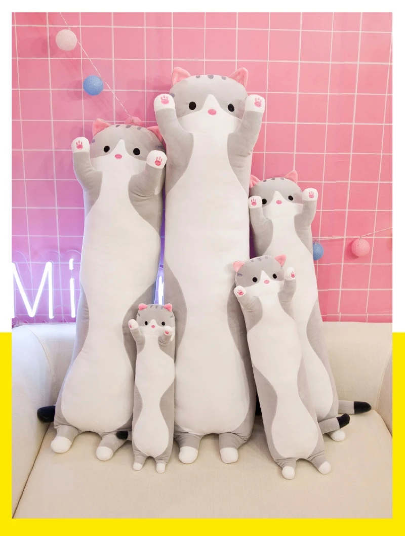 Gift Long Cat Throw Pillow Cylindrical Pillow Cute Cartoon Cat Large Plush Toy Rag Doll Children's Toys