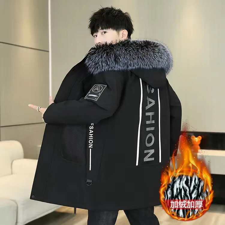 

hooded winter jacket for men coat long fur collar jacket man clothing woman knee Thick Parka warm Women's Down Jackets