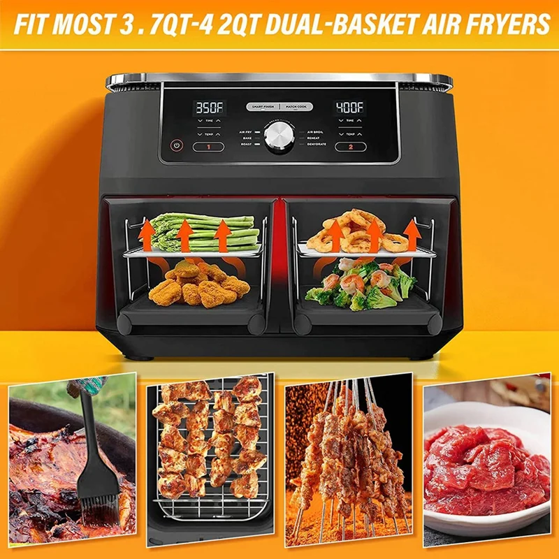 Air Fryer Accessories Set, Oven Accessories, Air Fryer Tools/rack For Most  Dual Basket Air Fryer Models For, Including Air Fryer Liners,  Multi-layer/skewer Rack, Metal Holder, Tongs, Brushes, Oven Gloves - Temu