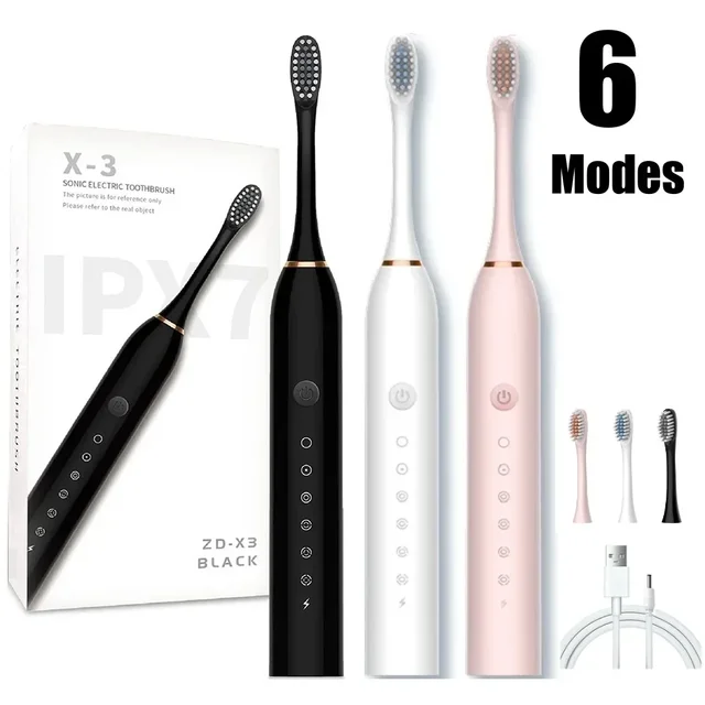 USB Rechargeable Tooth Brush for Adult  6 Clean Modes X-3 Sonic Electric Toothbrush Washable Teeth Whitening and Cleaning Brush 1