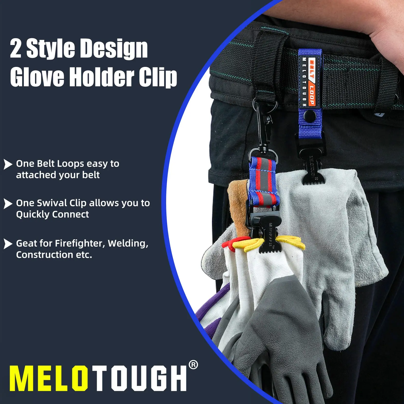 MELOTOUGH Firefighter Glove Strap Work Glove Holder Clip with Leash Swivel Snap Hook,Alligator Clip