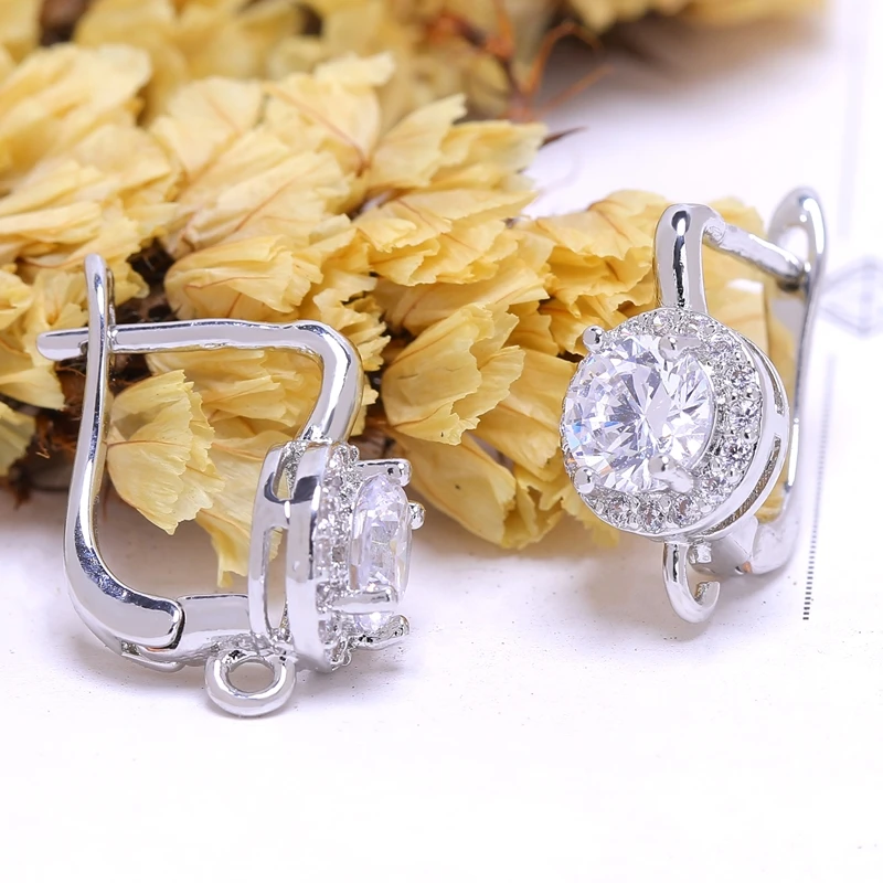 Juya 18K Gold Plated Basic Ear Wire Fixture Hooks Bale Earrings Locks Accessories For DIY Crystal Pearls Jewelry Making