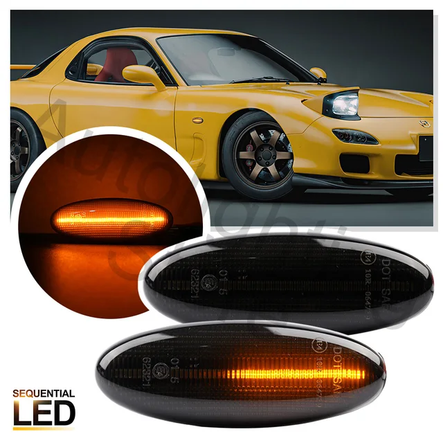 Mazda 323 626 RX-7 rx7 fd premacy,2個のフロントライト,スモーク 