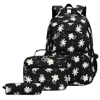 3 Pcs Set Children's Backpacks Cute Student School Bag for Teenage Girls Waterproof School bags With Lunch bag Pencil Case 1