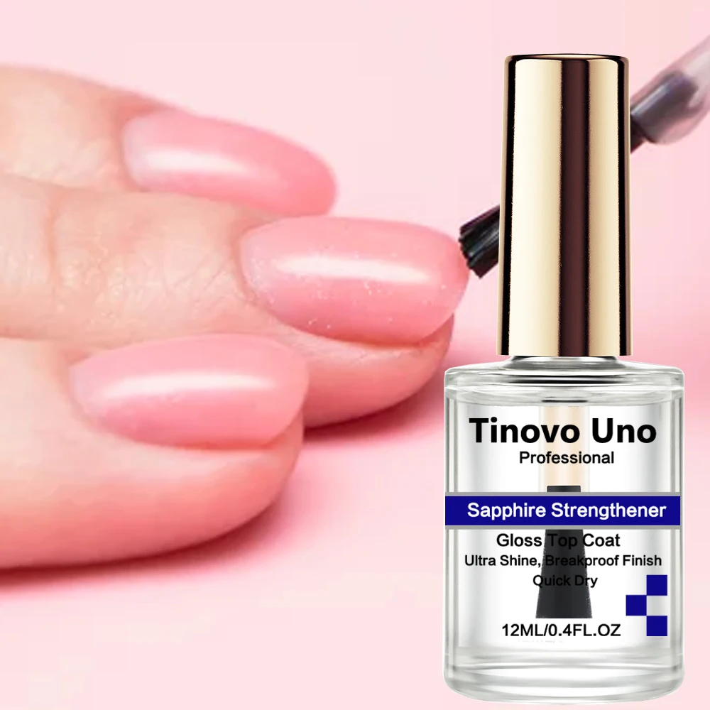 Tinovo Uno Sapphire Nail Strengthener Growth Oil Nail Art Treatment 12ML Natural Ultra Shine Top Coat Finish Air Dry Nail Polish 4