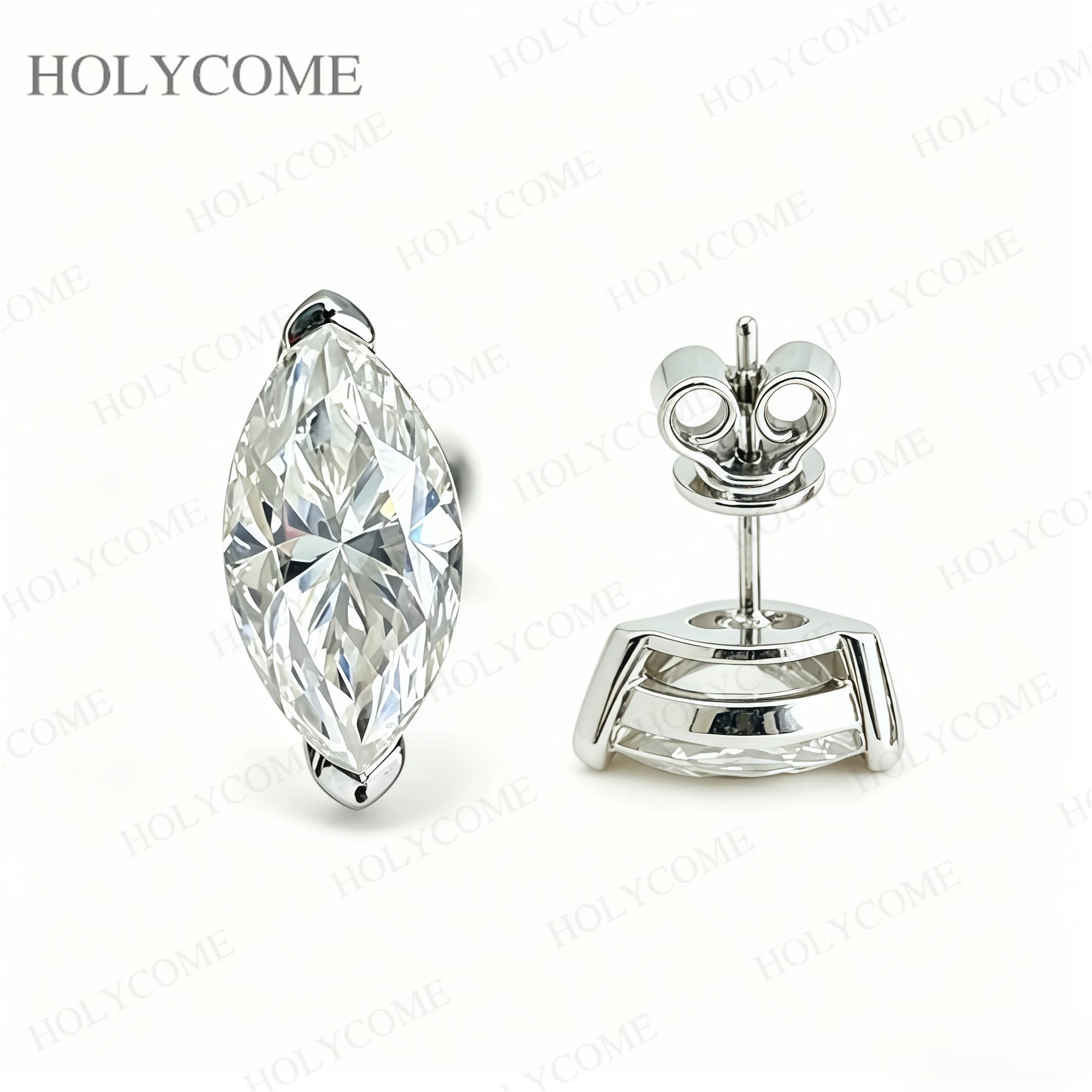 0,3-1CT Marquise-Schliff Moissanit-Diamant-Ohrstecker für Damen und Herren, 100% S925 Silber, Hochzeits- und Party-Schmuck – Detail 3