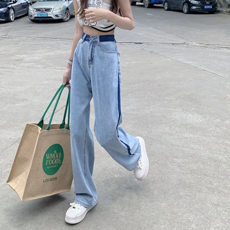 

Straight jeans women's 2023 spring thin Y2K loose high waist design wide leg pants Korean casual fashion pants